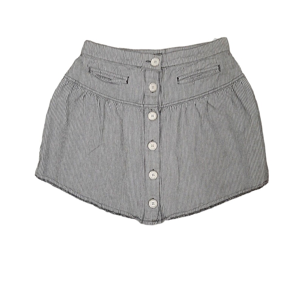 Roxy Mini Skirt Size 7 button front black white stripe Cotton